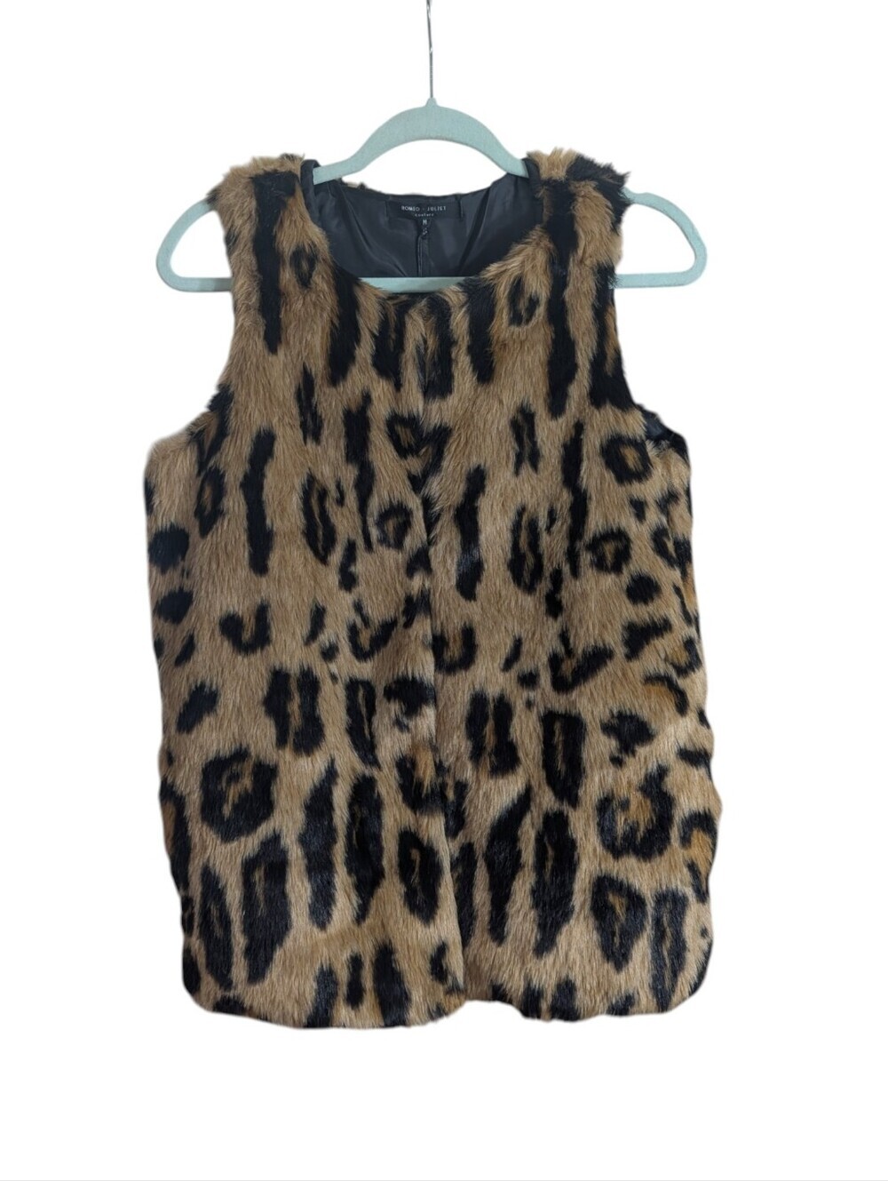 Romeo + Juliet Couture Faux Fur Leopard Print Vest Size Medium NWT - Picture 3 of 9